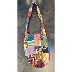 Vintage Hand Dyed Wax Cotton Fabric Patchwork Crossbody African/Ghana Bucket Bag